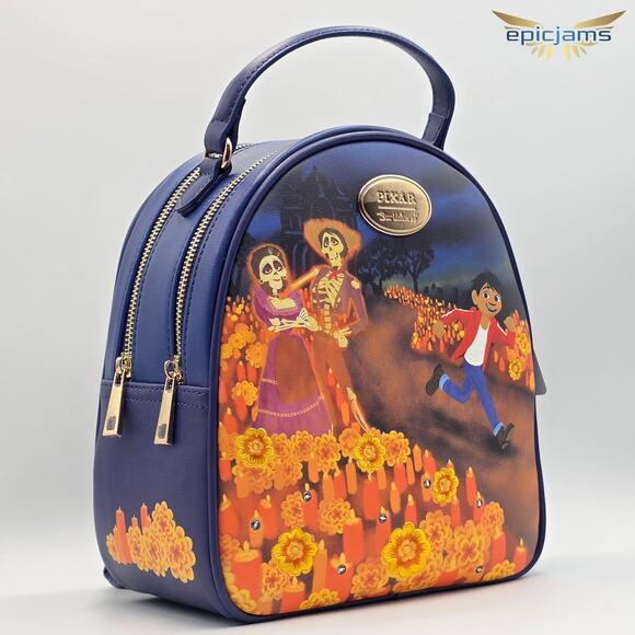 Disney Pixar Coco Cemetery Floral Light-Up Halloween Mini Backpack Bag New - Picture 3 of 7